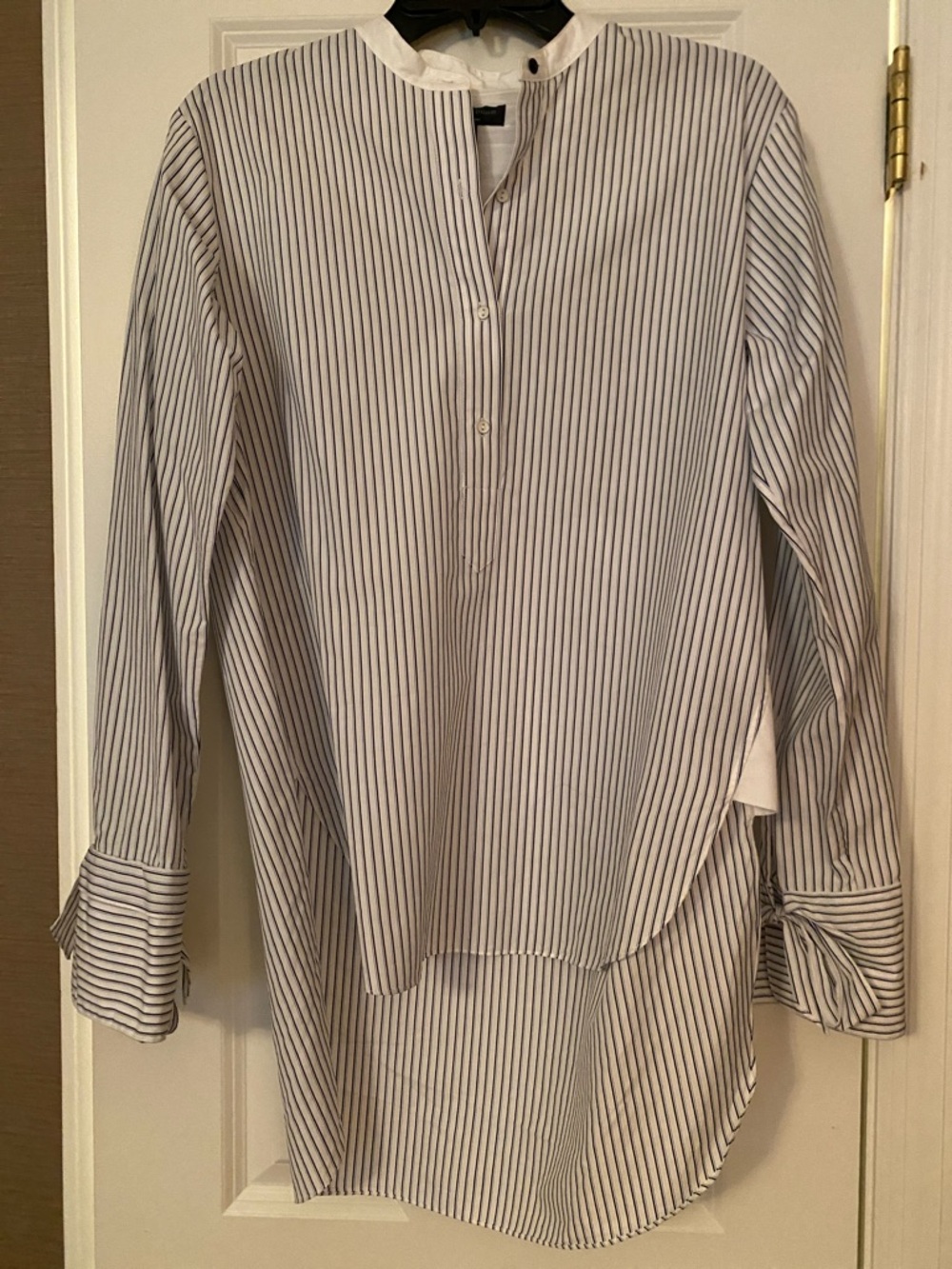 NWOT Rag and Bone White and Navy Striped Band-Collar Shirt